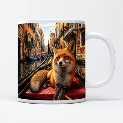 Red Fox Relaxing on Venice Gondola Canal