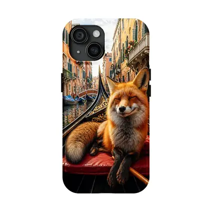 Red Fox Relaxing on Venice Gondola Canal