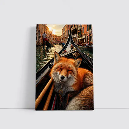 Red Fox Sleeping on Venice Gondola