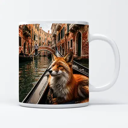 Red Fox Relaxing on Venice Gondola Canal