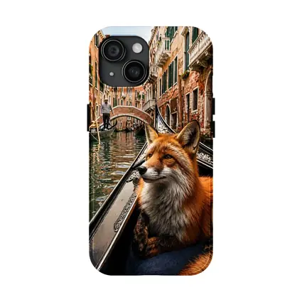 Red Fox Relaxing on Venice Gondola Canal