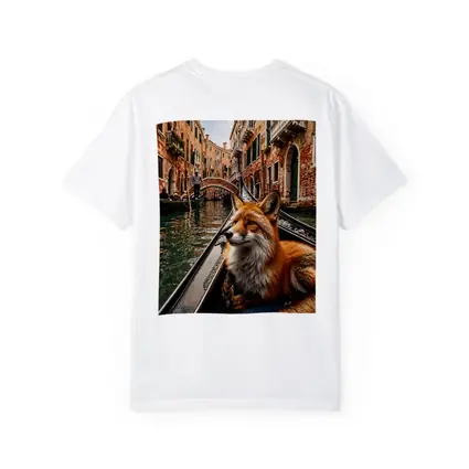 Red Fox Relaxing on Venice Gondola Canal