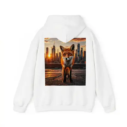 Red Fox Standing On City Rooftop Sunset