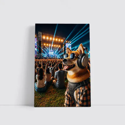 Shiba Inu Dog Headphones Sunglasses Music Festival