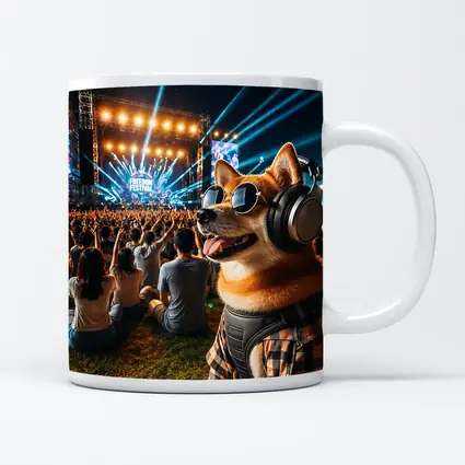 Shiba Inu Dog Headphones Sunglasses Music Festival