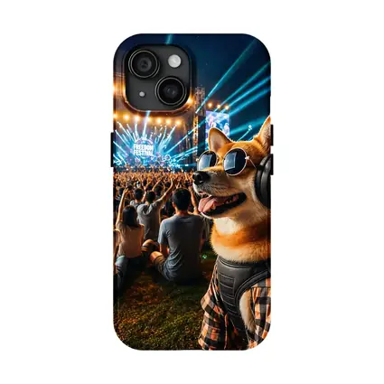 Shiba Inu Dog Headphones Sunglasses Music Festival