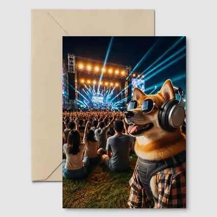 Shiba Inu Dog Headphones Sunglasses Music Festival