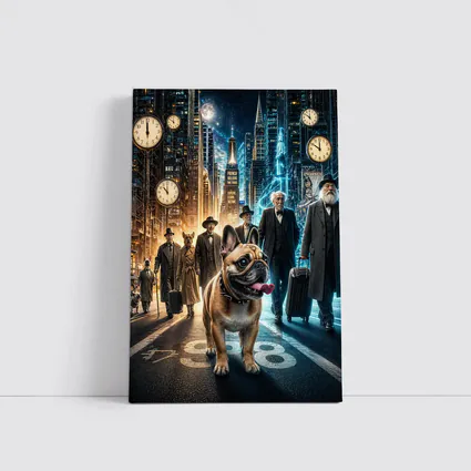 French Bulldog Night City Street Surreal