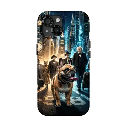 French Bulldog Night City Street Surreal