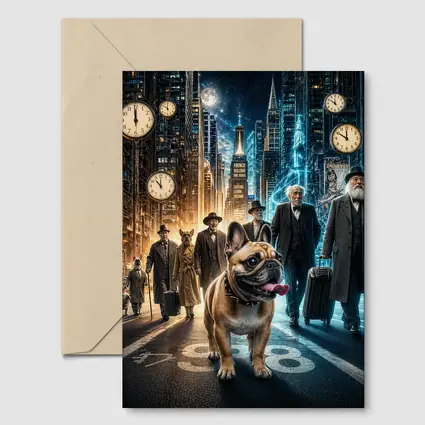French Bulldog Night City Street Surreal
