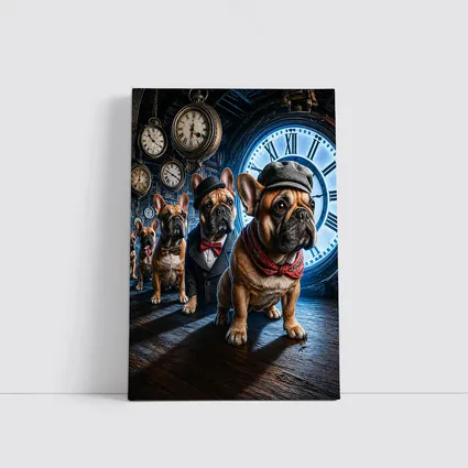 French Bulldogs Dressed Up Clock Room