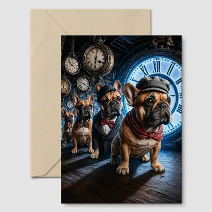 French Bulldogs Dressed Up Clock Room
