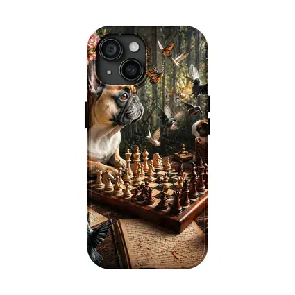 French Bulldog Playing Chess With Garden Birds