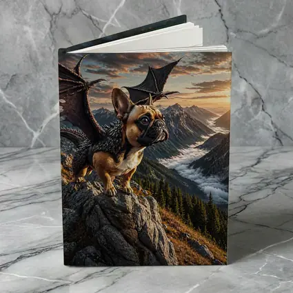 French Bulldog Dragon Wings Mountain Sunset Fantasy