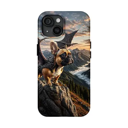 French Bulldog Dragon Wings Mountain Sunset Fantasy