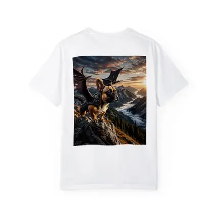 French Bulldog Dragon Wings Mountain Sunset Fantasy