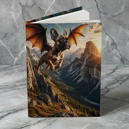 French Bulldog Dragon Wings Flying Mountain Sunset