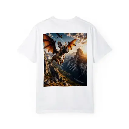 French Bulldog Dragon Wings Flying Mountain Sunset