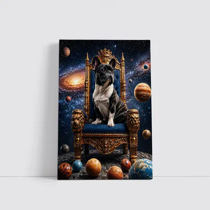 French Bulldog King Throne Galaxy Space