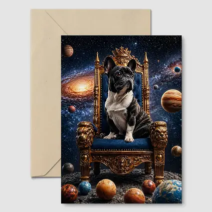French Bulldog King Throne Galaxy Space