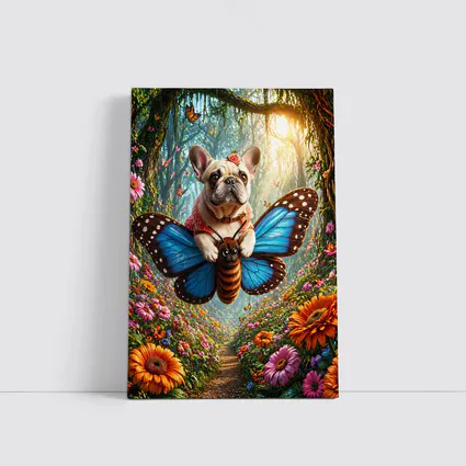 French Bulldog Flying Butterfly Magical Forest