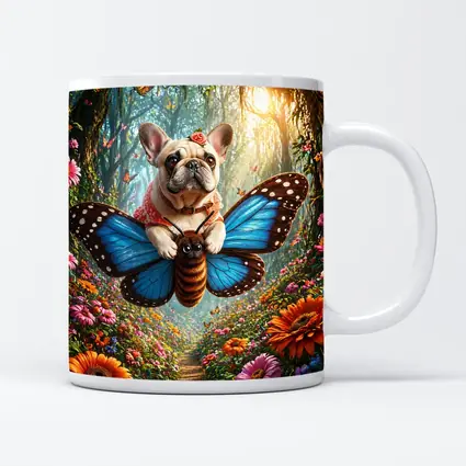 French Bulldog Flying Butterfly Magical Forest