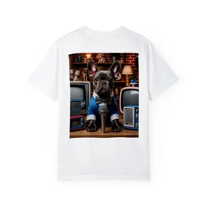 French Bulldog News Anchor Vintage TVs Studio