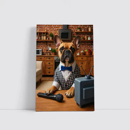 French Bulldog News Anchor Kitchen Studio