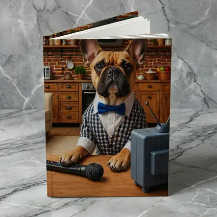 French Bulldog News Anchor Kitchen Studio