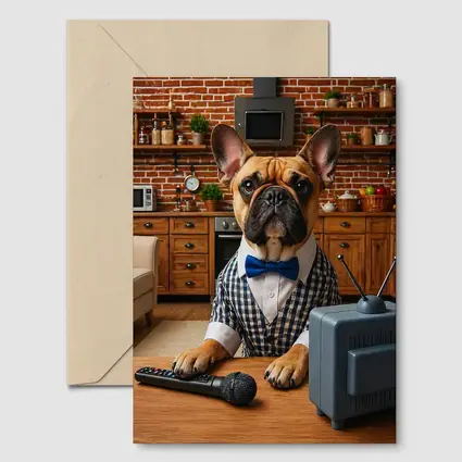 French Bulldog News Anchor Kitchen Studio