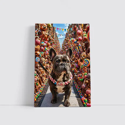 French Bulldog In Colorful Candy Street