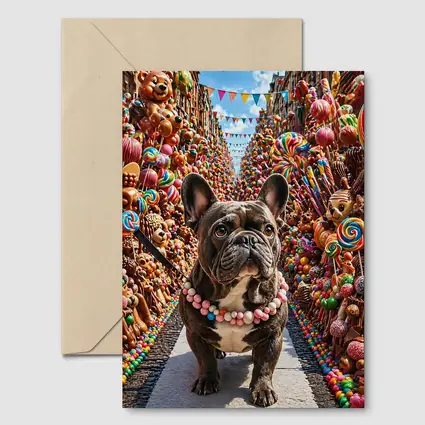 French Bulldog In Colorful Candy Street