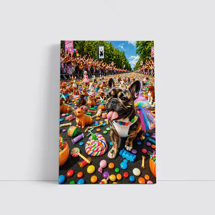French Bulldog at Colorful Candy Parade