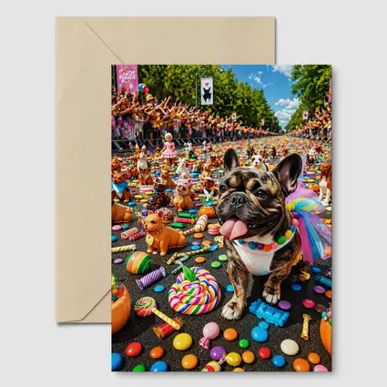 French Bulldog at Colorful Candy Parade