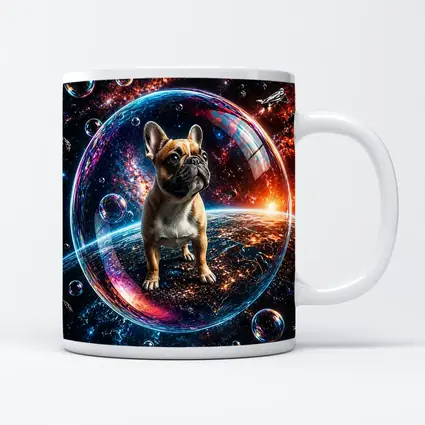 French Bulldog Floating in Space Bubble