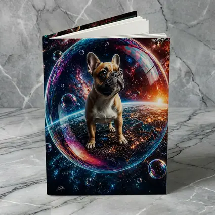 French Bulldog Floating in Space Bubble
