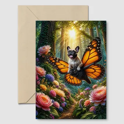 French Bulldog Butterfly Wings Magical Forest