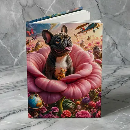 French Bulldog Sitting In Giant Pink Rose