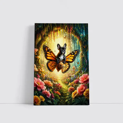 French Bulldog Butterfly Flying Magical Forest