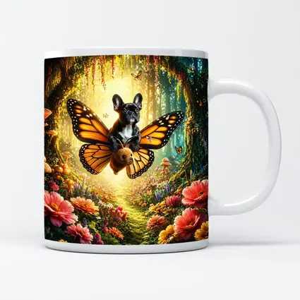 French Bulldog Butterfly Flying Magical Forest