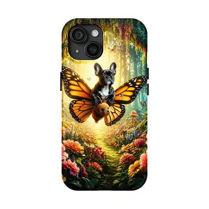 French Bulldog Butterfly Flying Magical Forest