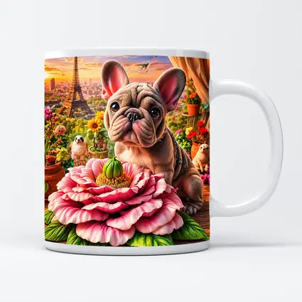 French Bulldog Giant Peony Paris Eiffel Tower