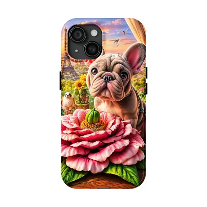 French Bulldog Giant Peony Paris Eiffel Tower