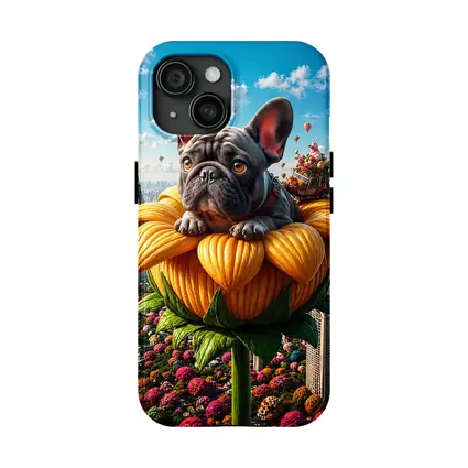 French Bulldog Sitting Giant Sunflower Paris