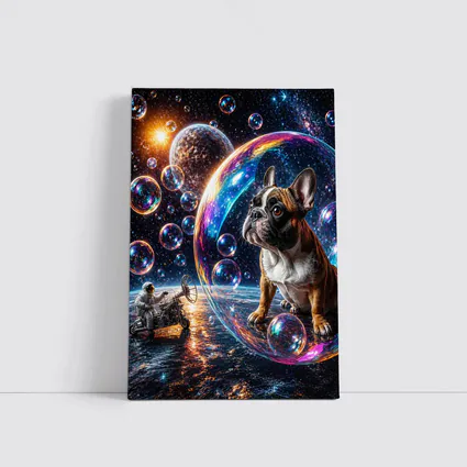 French Bulldog Astronaut Space Bubbles Galaxy