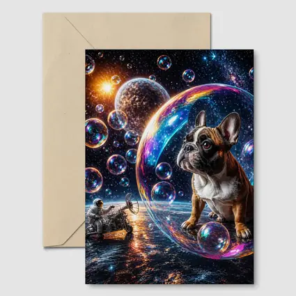 French Bulldog Astronaut Space Bubbles Galaxy