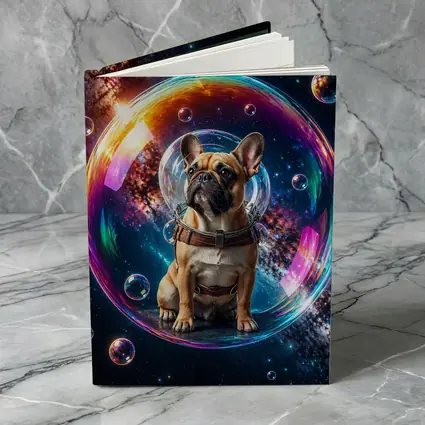 French Bulldog Astronaut Floating in Space Bubble