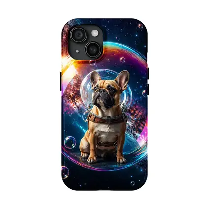 French Bulldog Astronaut Floating in Space Bubble