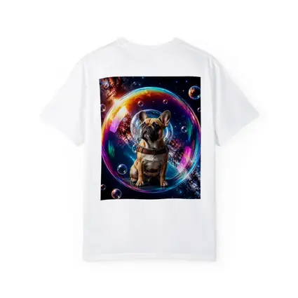 French Bulldog Astronaut Floating in Space Bubble
