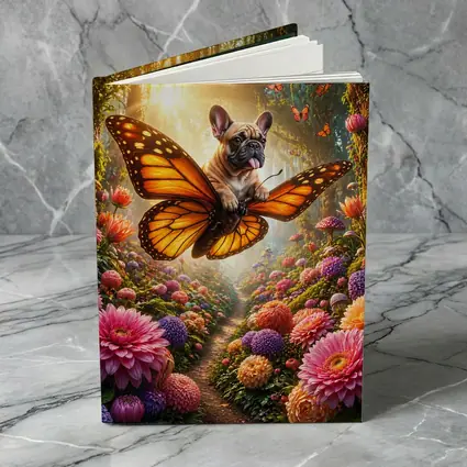 French Bulldog Butterfly Flying Magical Flower Garden